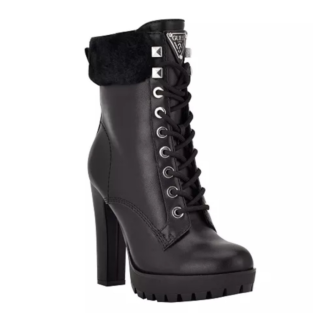 Guess Tetian Faux Fur Trim Heeled Dress Booties